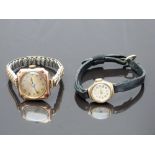 Two 9ct gold ladies wristwatches comprising one Smiths with gold hands, Arabic numerals and hour