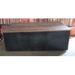 Industrial/haberdashery/shopfitting ammunition box style twin handled metal trunk with hinged