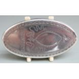 George III Irish hallmarked silver oval snuff box with engraved decoration, Dublin 1796 maker