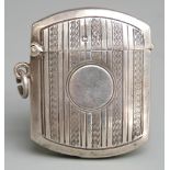 Edward VII hallmarked silver vesta case with curved ends, Birmingham 1909 maker William Henry