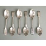 Set of six Edward VII hallmarked silver Fiddle pattern dessert spoons, length 18cm, London 1901
