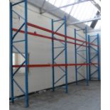 Three bays of heavy duty pallet racking comprising four 360x90cm uprights and twelve 280cm cross