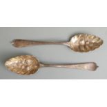 Pair of Georgian hallmarked silver berry spoons, London 1808, maker's mark indistinct, length 22cm