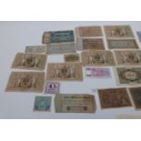 A collection of sundry UK and overseas coinage and banknotes etc together with two one troy ounce