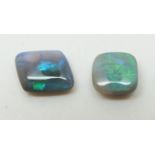 Two opal cabochons