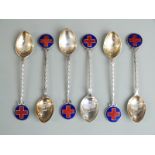 Set of six enamelled hallmarked silver teaspoons with crest for the West Midlands Gas Board,