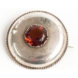 Scottish white metal brooch set with a citrine