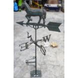 A metal weather vane with horse finial, H100cm