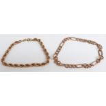 Two 9ct gold bracelets, one rope twist, 8.3g