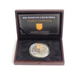 Sir Winston Churchill Jersey silver 5oz proof £10 coin, cased with certificate