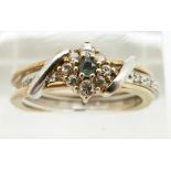 A 9ct gold ring set with an emerald and cubic zironia, 3.5g size P