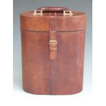 Leather two-bottle wine or champagne carrier, height 37cm