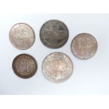 A collection of Victorian silver coins, mostly VF, and a 1758 George II shilling with overstruck '