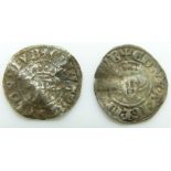 Edward hammered silver pennies, two London Mint examples, thought to be Edward I and III, VF