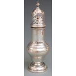 George V hallmarked silver sugar caster of baluster form, Chester 1929 maker S Blanckensee & Son