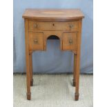 Late 19th/early 20thC inlaid satinwood bow fronted lowboy of small proportions, W50 x D37 x H78cm