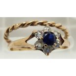 A 9ct gold ring and a 9ct gold twist ring, 1.9g, both size L