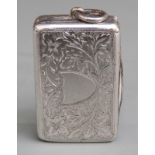 Victorian hallmarked silver vinagrette with hinged lid and pierced inner cover with gilt interior,