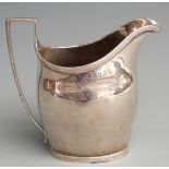 Georgian hallmarked silver cream jug with reeded rim, handle and footrim, London 1800 maker Thomas