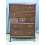 Stag or similar chest of drawers, H154 x W42 x D87cm