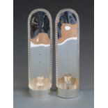 A pair of Walter Vernon modern hallmarked silver wall mounted candle sconces, London 1996 maker's
