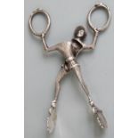 Victorian hallmarked silver novelty sugar nips formed as a jester, London 1873, maker GA most likely