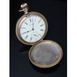 Waltham gold plated keyless winding full hunter pocket watch with inset subsidiary seconds dial,