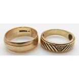 Two 9ct gold rings, one set with diamonds, 8.7g total, sizes P and Q