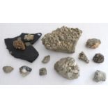 A collection of various pyrite samples.