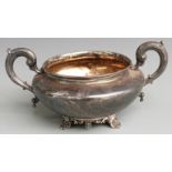 William IV hallmarked silver twin handled sugar bowl, London 1830 maker Edward, Edward Junior,