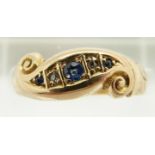 Victorian 18ct gold ring set with sapphires and diamonds, 2.7g, size O