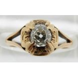 A 9ct gold ring set with an old cut diamond of approximately 0.5ct, 2.4g, size J