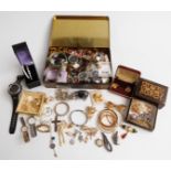 A collection of costume jewellery including necklaces, watches, etc