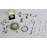 A quantity of mainly silver jewellery including cufflinks, gem set bracelet, animal charms, bracelet