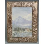 Chinese picture frame decorated with bamboo and chrysanthemums, 17x13cm over all