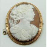 Victorian 9ct gold brooch set with a cameo, 4.5 x 3.7cm