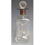 Victorian hallmarked silver mounted glass glug decanter, Chester 1899 maker's mark indistinct but