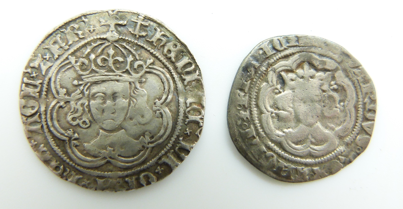 Henry VI London Mint hammered silver groat VF + together with a half groat F+