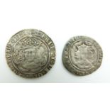 Henry VI London Mint hammered silver groat VF + together with a half groat F+