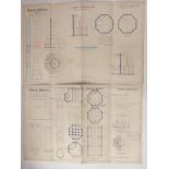 Tower Bridge, London, two Victorian architect's or civil engineering drawings depicting the