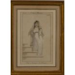 Six Parisian fashion or costume prints, largest 26 x 19cm together with an oval print