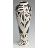 Moorcroft trial vase decorated with an abstract silvered leaf design, dated 2013, H27cm