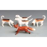 Beswick set of four first version hounds and a fox