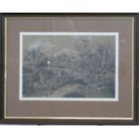 A 19thC charcoal study of a hunt in a parkland landscape, indistinctly monogrammed and dated