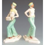 Pair of Art Deco German/Austrian musician figurines, H29cm