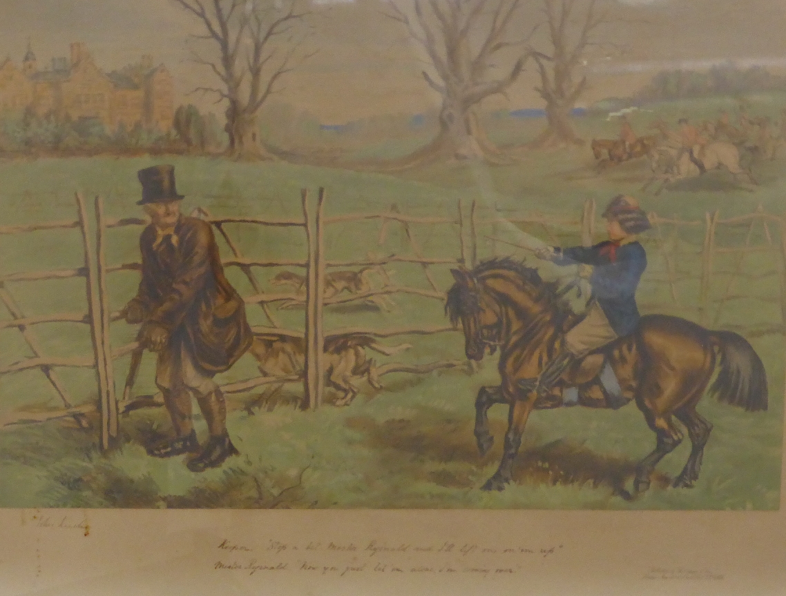 Four 19thC John Leach hunting/horse riding prints, each approximately 47 x 64cm - Image 13 of 15