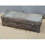 Vintage leather suitcase, width 78cm