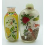 Two Chinese reverse painted glass scent bottles