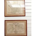 Two 19thC Delmarche maps, one depicting France dated 1817, 37 x 43cm, the other a world map dated