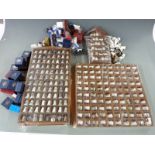 Large collection of thimbles on display stands, boxed and loose